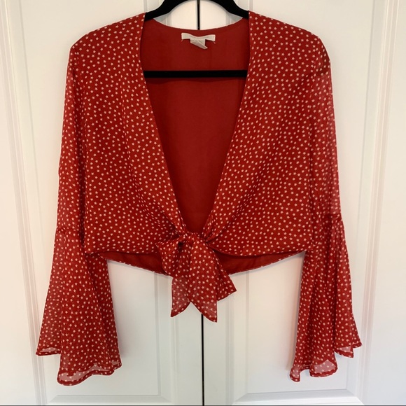Urban Outfitters Red Star Front Tie Top - Picture 2 of 4